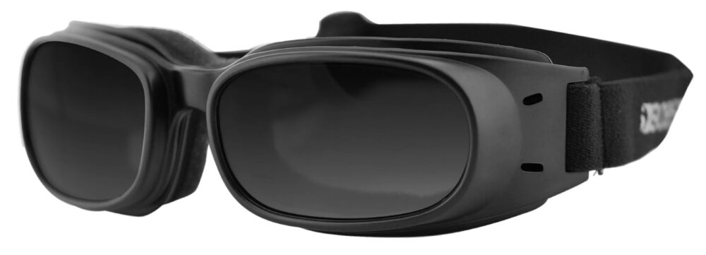 Bobster Piston Goggles, Matte Black frame with Smoke lens. Angled left