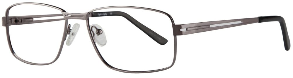 Eight to Eighty Adam Eyeglasses, Gunmetal frame. Angled left