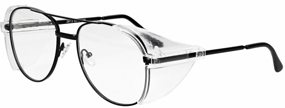 Model RX-100 Metal Safety Glasses in Black. Available in 2 sizes RX-100-BK