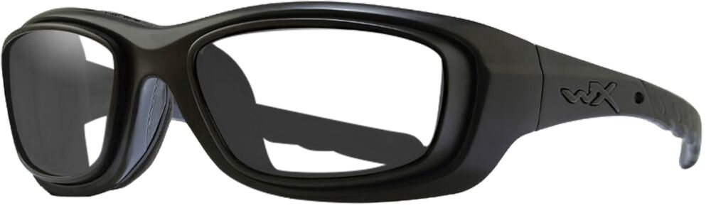 Wiley X Gravity in Matte Black Frame with Prescription Lenses, Angled to the Side Left, CCGRA01D-RX