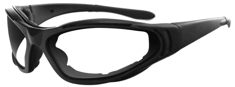 Bobster Raptor II Glasses, Matte Black frame with RX Lens. Angled left