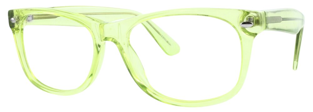 Geek RAD 09 Eyeglasses, Lime Green frame. Angled left