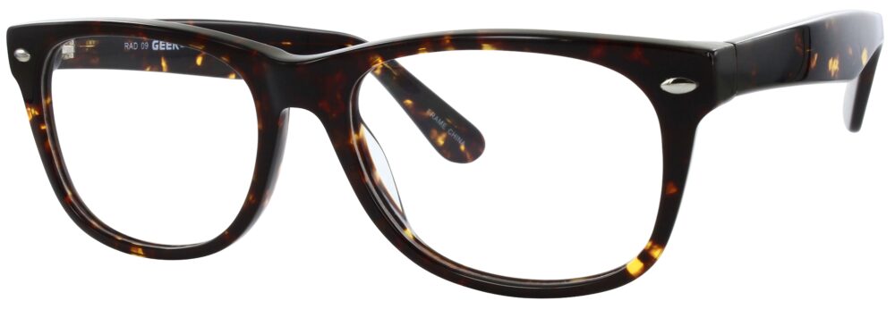 Geek RAD 09 Eyeglasses, Tortoise frame. Angled left