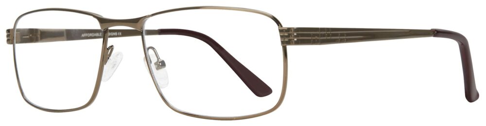 Affordable Designs Chad Eyeglasses, Brown frame. Angled left
