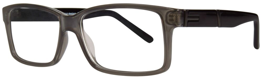 Affordable Designs Liam Eyeglasses, Gray frame. Angled left