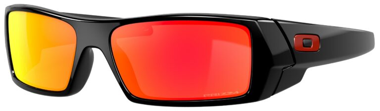 Oakley Gascan Sunglasses in a Polished Black with Prizm Ruby Lenses. Angled left