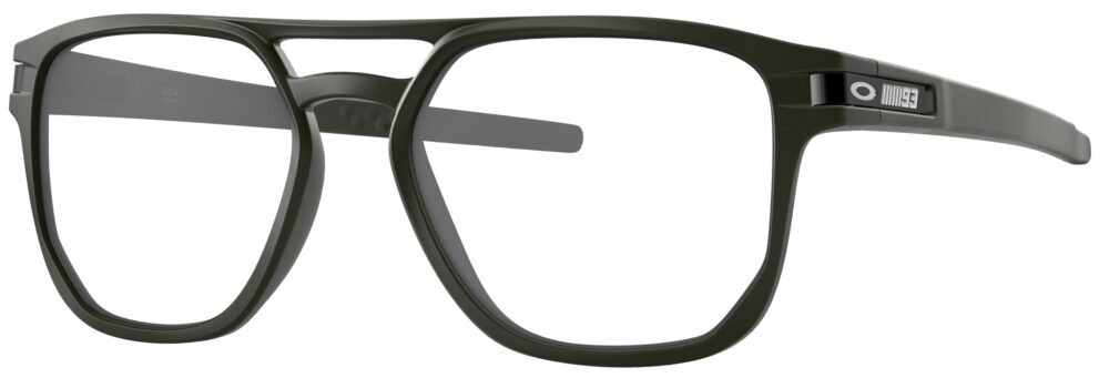 Oakley Latch Beta Glasses, Matte Olive Frame. Angled left.