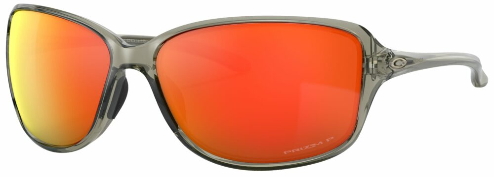 Oakley Cohort Glasses in a Gray Ink Frame with Prizm Ruby Polarized lens. Angled Left