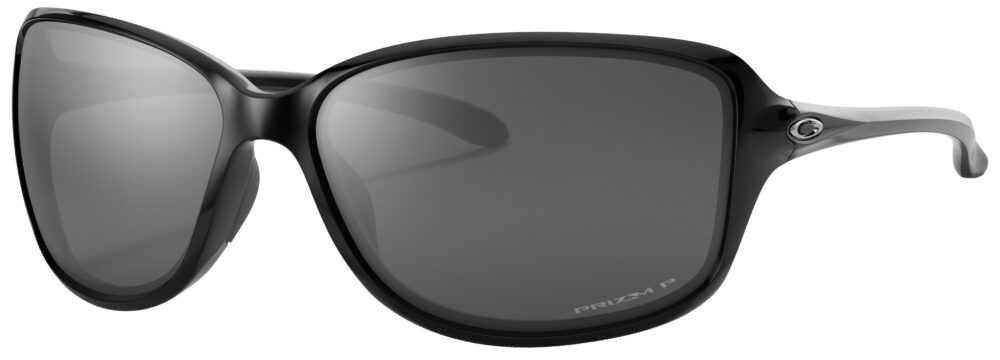 Oakley Cohort Sunglasses in a Polished Black Frame with Prizm Black Polarized lens. Angled Left