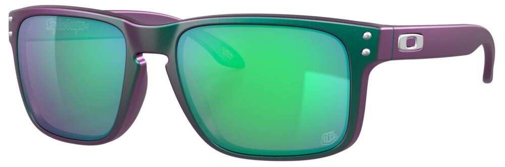 Oakley Holbrook Sunglasses in a Green Purple Shift with Prizm Jade Lenses. Angled Left