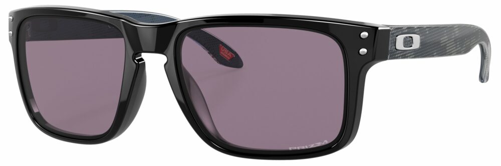 Oakley Holbrook Sunglasses in a Hi Res Black with Prizm Gray Lenses. Angled Left