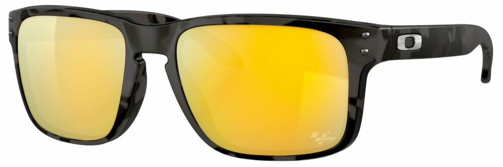 Oakley Holbrook Sunglasses in a Black Tortoise with Prizm 24k Polarized Lenses. Angled Left
