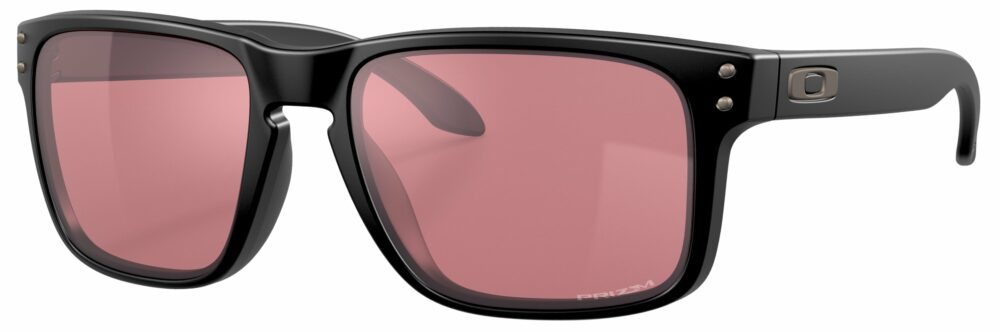 Oakley Holbrook Sunglasses in a Matte Black with Prizm Dark Golf Lenses. Angled Left