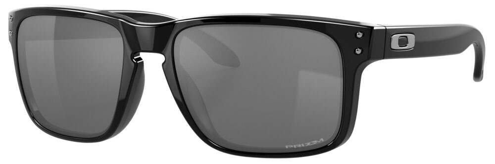 Oakley Holbrook Sunglasses in a Polished Black with Prizm Black Lenses. Angled Left