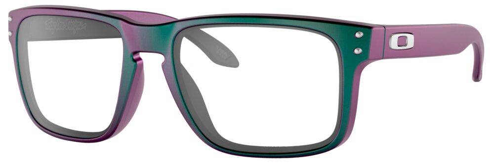 Oakley Holbrook Glasses in a Green Purple frame. Angled left