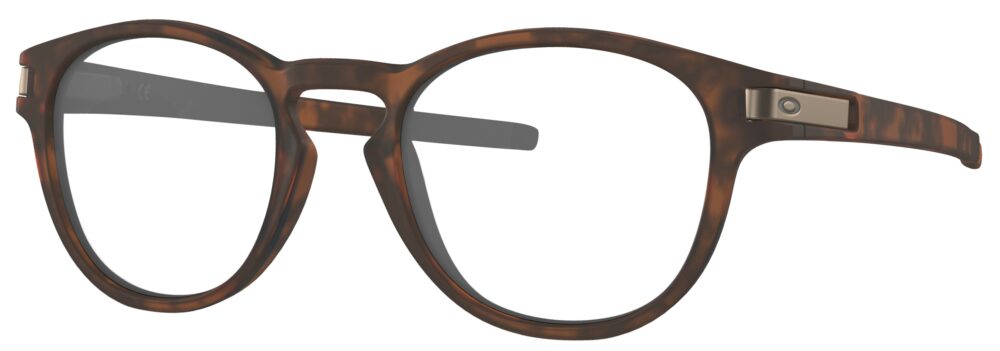 Oakley Latch Glasses in a Matte Brown Tortoise Frame. Angled left