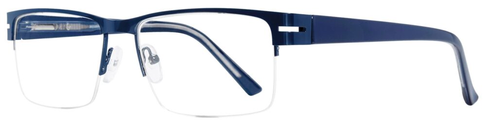 Affordable Designs Scott Eyeglasses, Blue Navy frame. Angled left