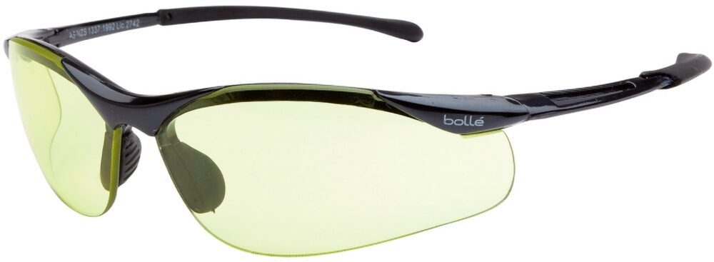 Bolle Contour in a Dark Gunmetal Frame with Yellow Lenses. Angled Left Side