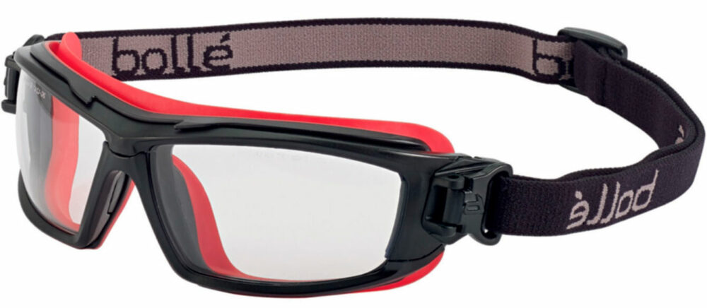 Bolle Ultim8 Safety Goggles with Black and Red Frame with Clear Lens BO-ULTIM8-40299