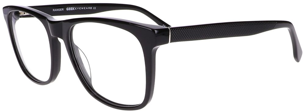 Geek Ranger Eyeglasses, Black frame. Angled left
