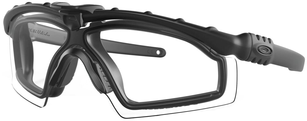 Oakley Industrial M-Frame ® 3.0 with Gasket PPE In Black with Clear Lenses, Angled to the Side Left