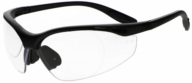 Model SR 9100 Safety Reading Glasses in Black Frame, Angled to the Side Left