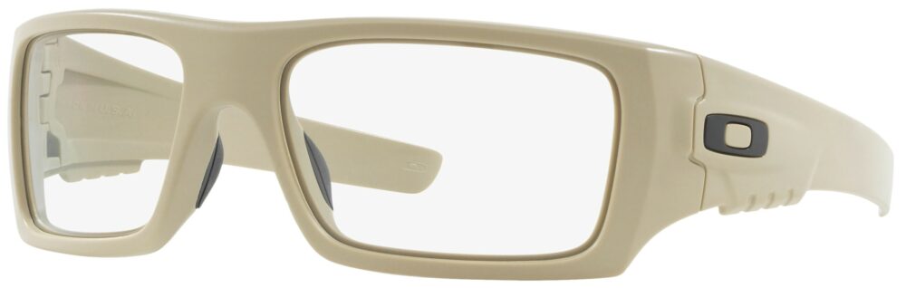 Oakley Standard Issue Ballistic Det Cord™ in Desert Tan with Clear Lenses, Angled to the Side Left
