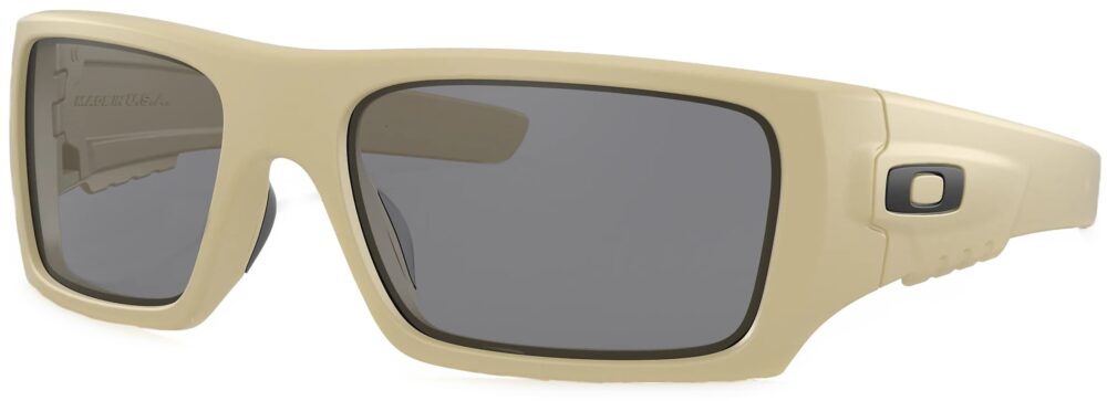 Oakley Standard Issue Ballistic Det Cord™ in Desert Tan with Gray Lenses, Angled to the Left Side OAK-OO9253-1661