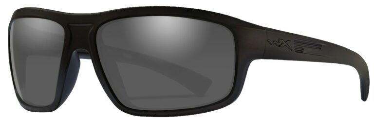 Wiley X Contend in Black Ops Matte Black Frame with Grey Lens, Angled to the Side Left