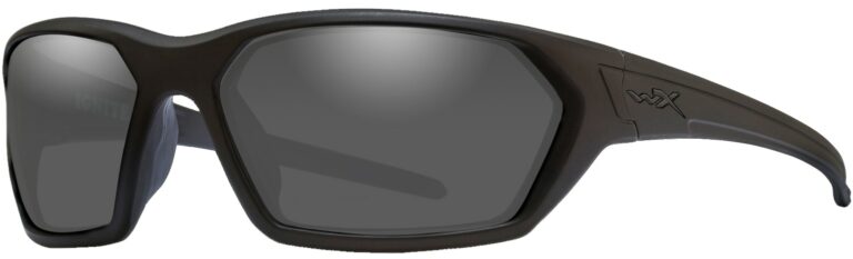 Wiley X Ignite in Matte Black Frame with Smoke Grey Lenses, Angled to the Side Left