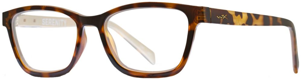 Wiley X Worksight Serenity in Gloss Browm Demi with Champagne Frame, Angled to the Side Left