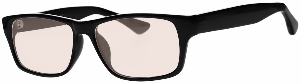 Apollo Real Glass Geek Frame in Black Frame with Pink Lens, Angled to the Side Left