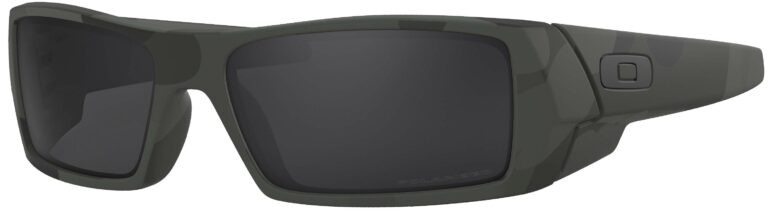 Oakley Standard Issue Gascan Multicam Black Collection in a Multicam Frame with Gray Polarized Lens, Angled to the Left Side
