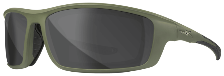 Wiley X Grid in a Matte Utility Green Frame with Captive Polarized Gray Lenses, Angled Left Side, WX-CCGRD08