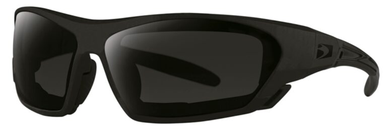 Bobster Crossover Sunglasses in a matte black frame with smoke lenses. Angled left side