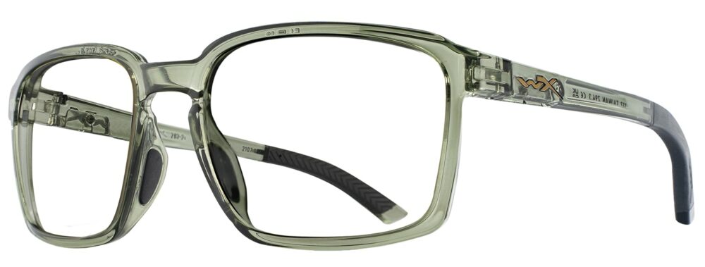 Wiley X Alfa Sunglasses in a Gloss Clear Crystal Frame. Angled left