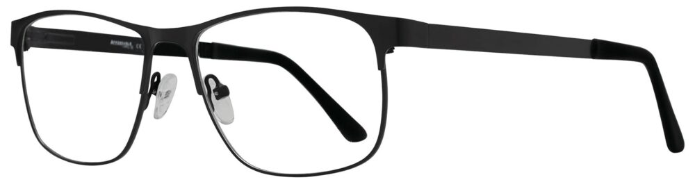 Affordable Designs Chevy Eyeglasses, Black frame. Angled left
