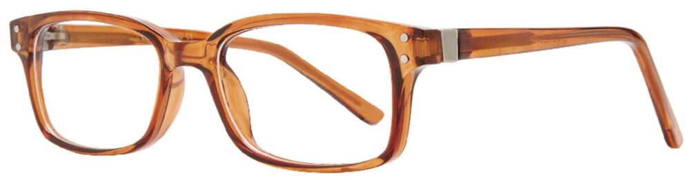 Affordable Designs Dante Eyeglasses, Brown frame. Angled left