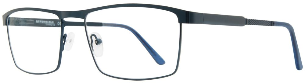 Affordable Designs Joel Eyeglasses, Blue frame. Angled left