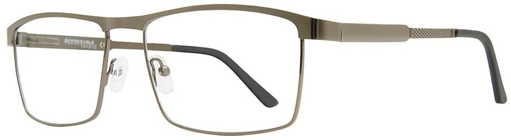 Affordable Designs Joel Eyeglasses, Gunmetal frame. Angled left