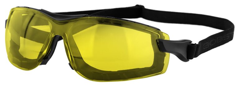 Bobster Guide Safety Goggle, in a Gloss Clear frame with yellow lens. Angled left