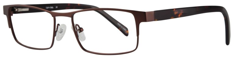 Eight to Eighty Classy Eyeglasses, Brown frame. Angled left