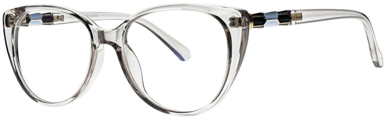 Vistanza TR8879 C6 Prescription Glasses. Crystal Clear frame. Angled left