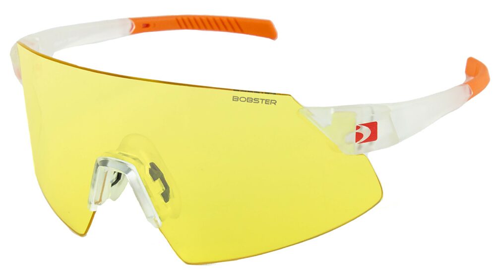 Bobster-Cadence-Sunglasses-Matte-Clear-Orange-frame-Yellow-lens-angled-left